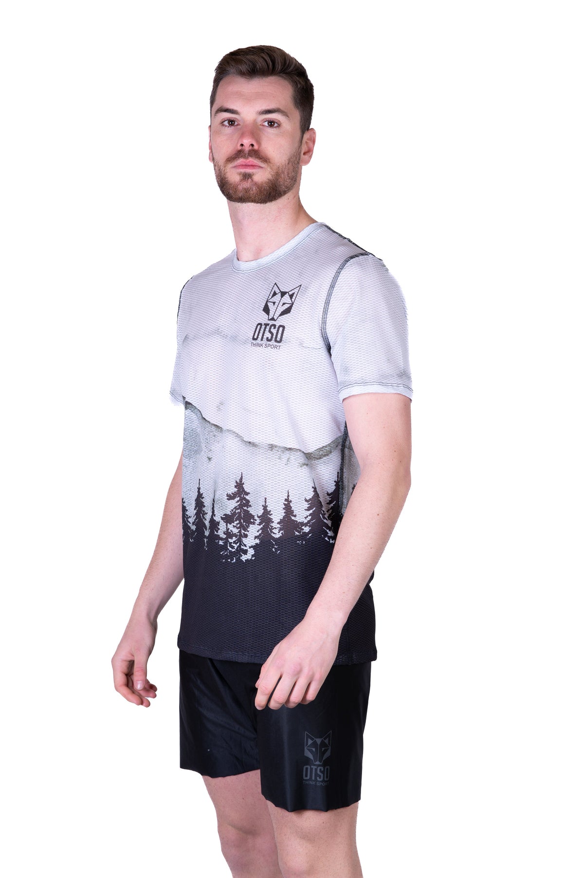OTSO Herren Kurzarm-Funktionsshirt - Green Forest – Produktansicht 4