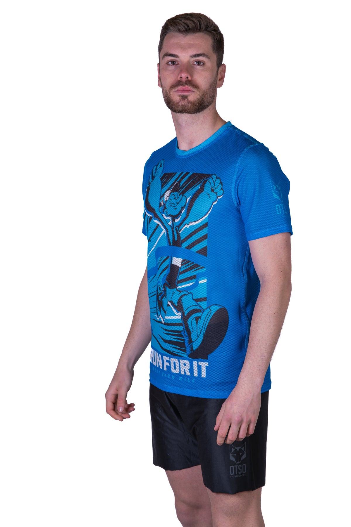 OTSO Herren Kurzarm-Funktionsshirt - Popeye Run For It – Produktansicht 4