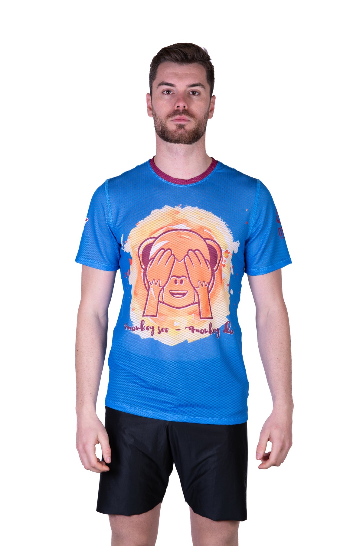 OTSO Herren Kurzarm-Funktionsshirt - Emoji Monkey See – Produktansicht 3