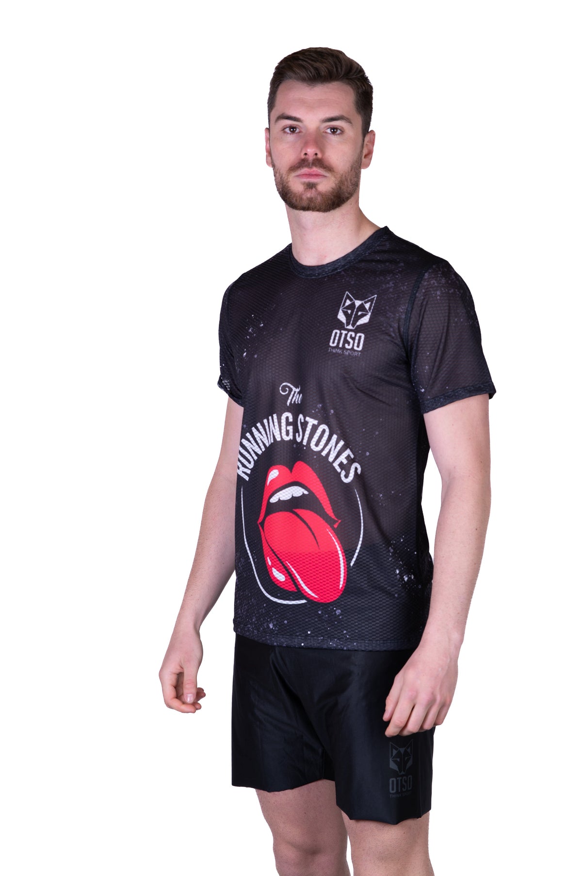 OTSO Herren Kurzarm-Funktionsshirt - Running Stones – Produktansicht 4