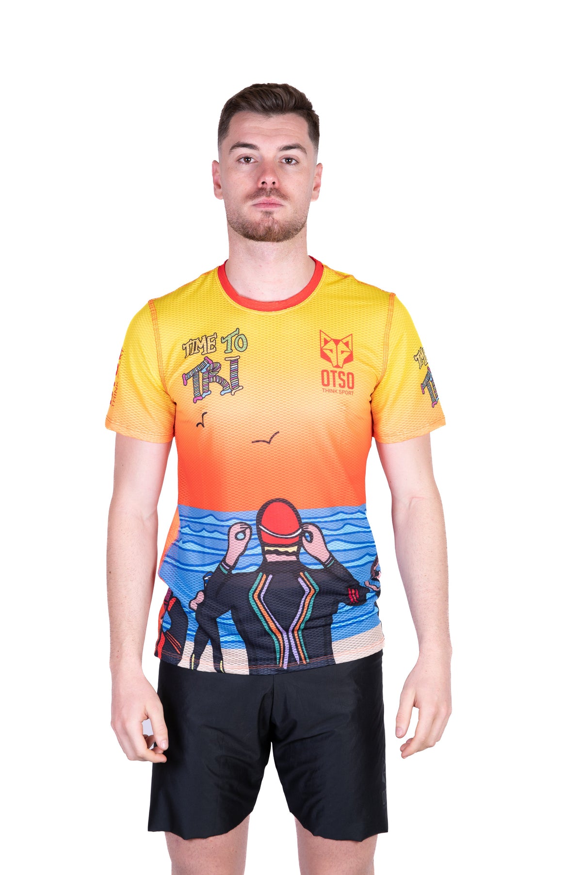 OTSO Herren Kurzarm-Funktionsshirt - Time to Tri Swim – Produktansicht 3