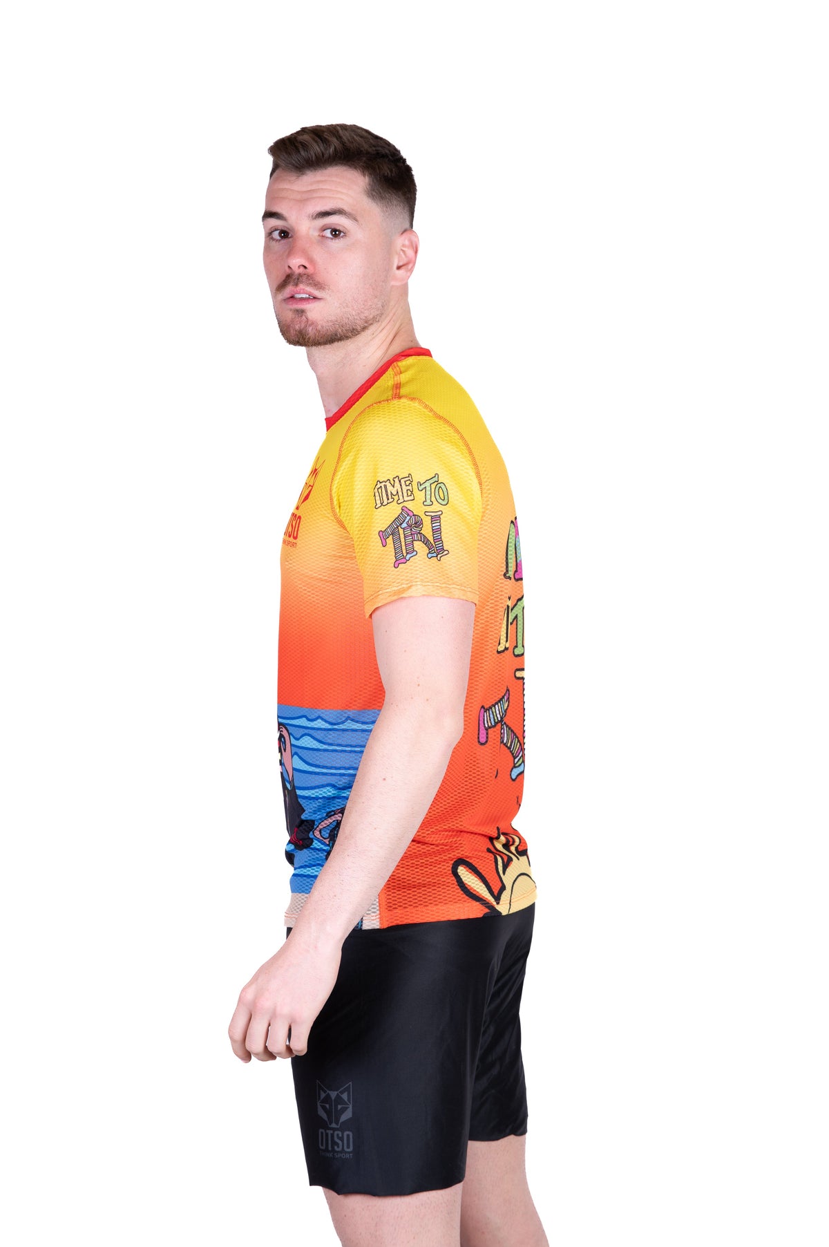 OTSO Herren Kurzarm-Funktionsshirt - Time to Tri Swim – Produktansicht 6