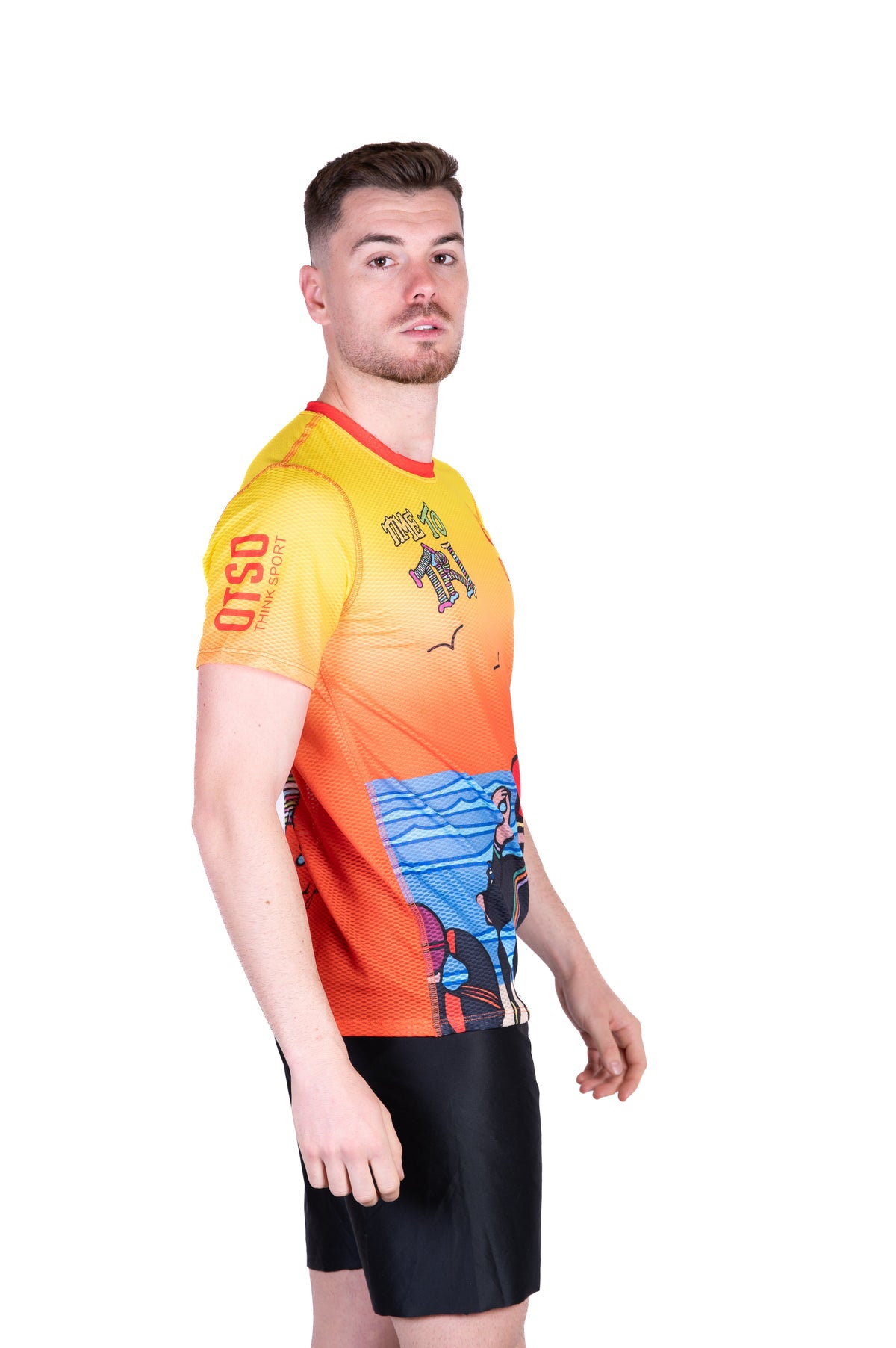 OTSO Herren Kurzarm-Funktionsshirt - Time to Tri Swim – Produktansicht 5