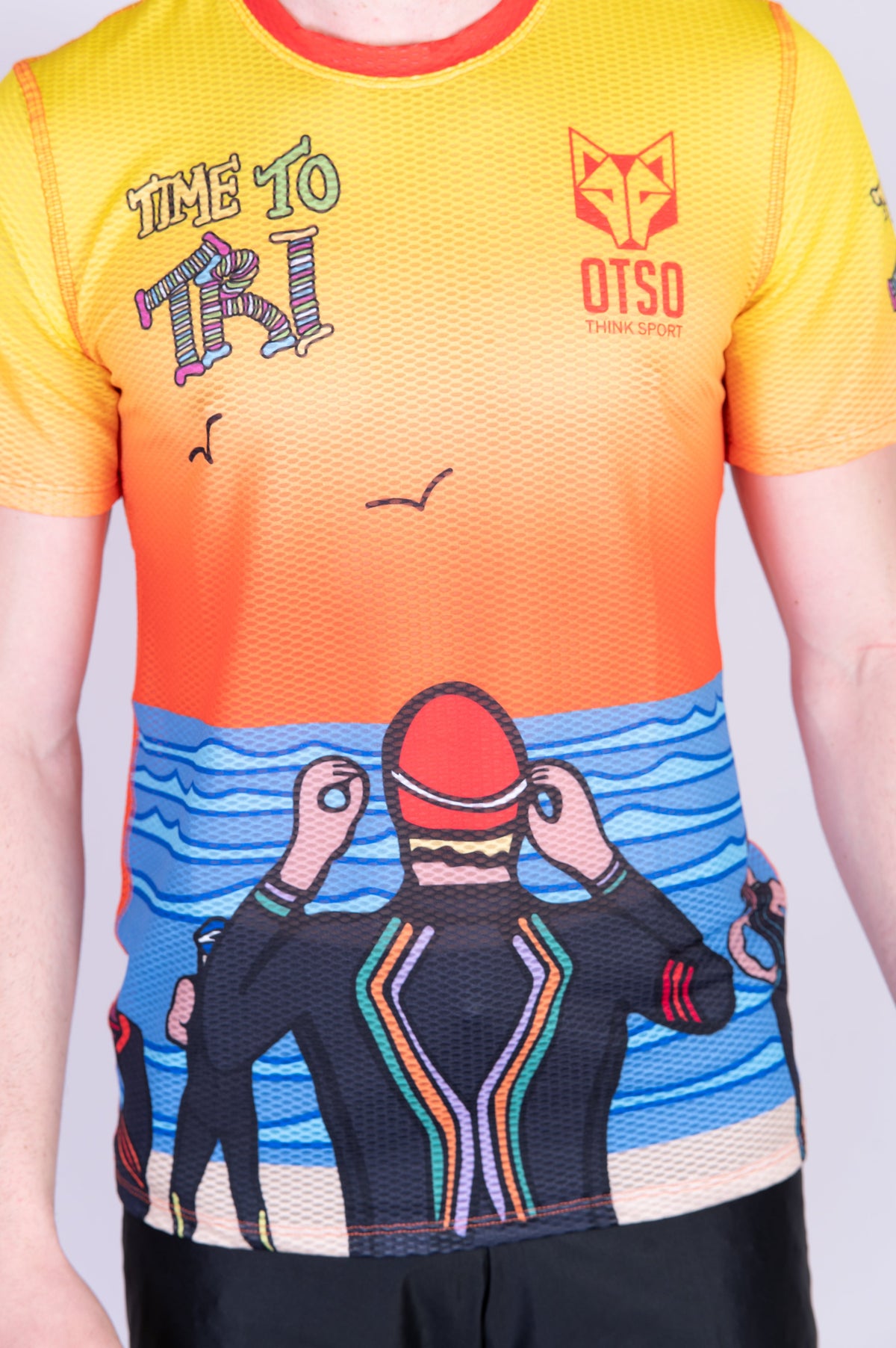 OTSO Herren Kurzarm-Funktionsshirt - Time to Tri Swim – Produktansicht 8