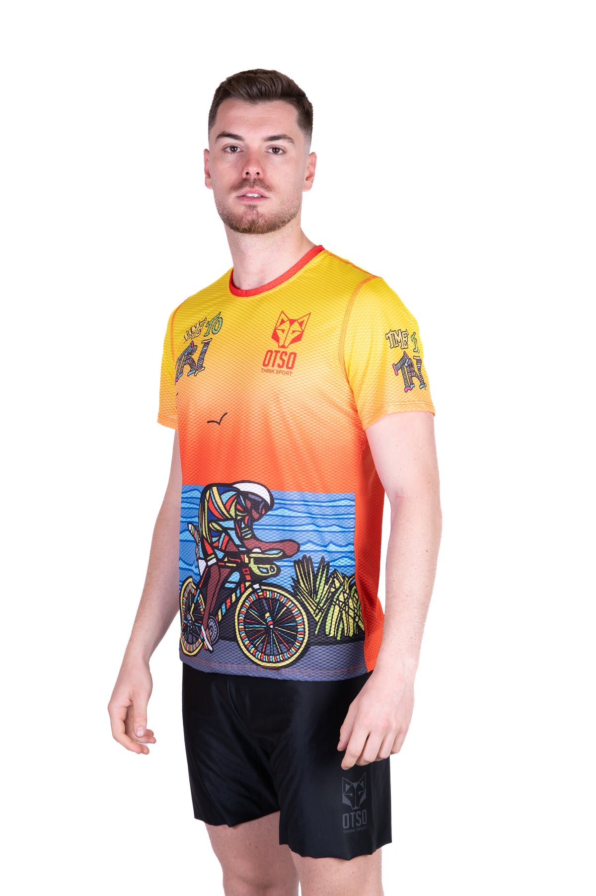 OTSO Herren Kurzarm-Funktionsshirt - Time to Tri Bike – Produktansicht 4