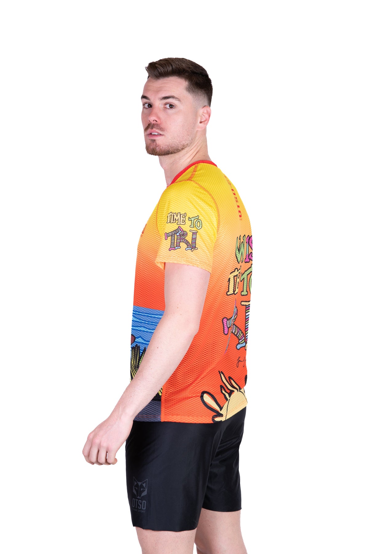 OTSO Herren Kurzarm-Funktionsshirt - Time to Tri Bike – Produktansicht 6