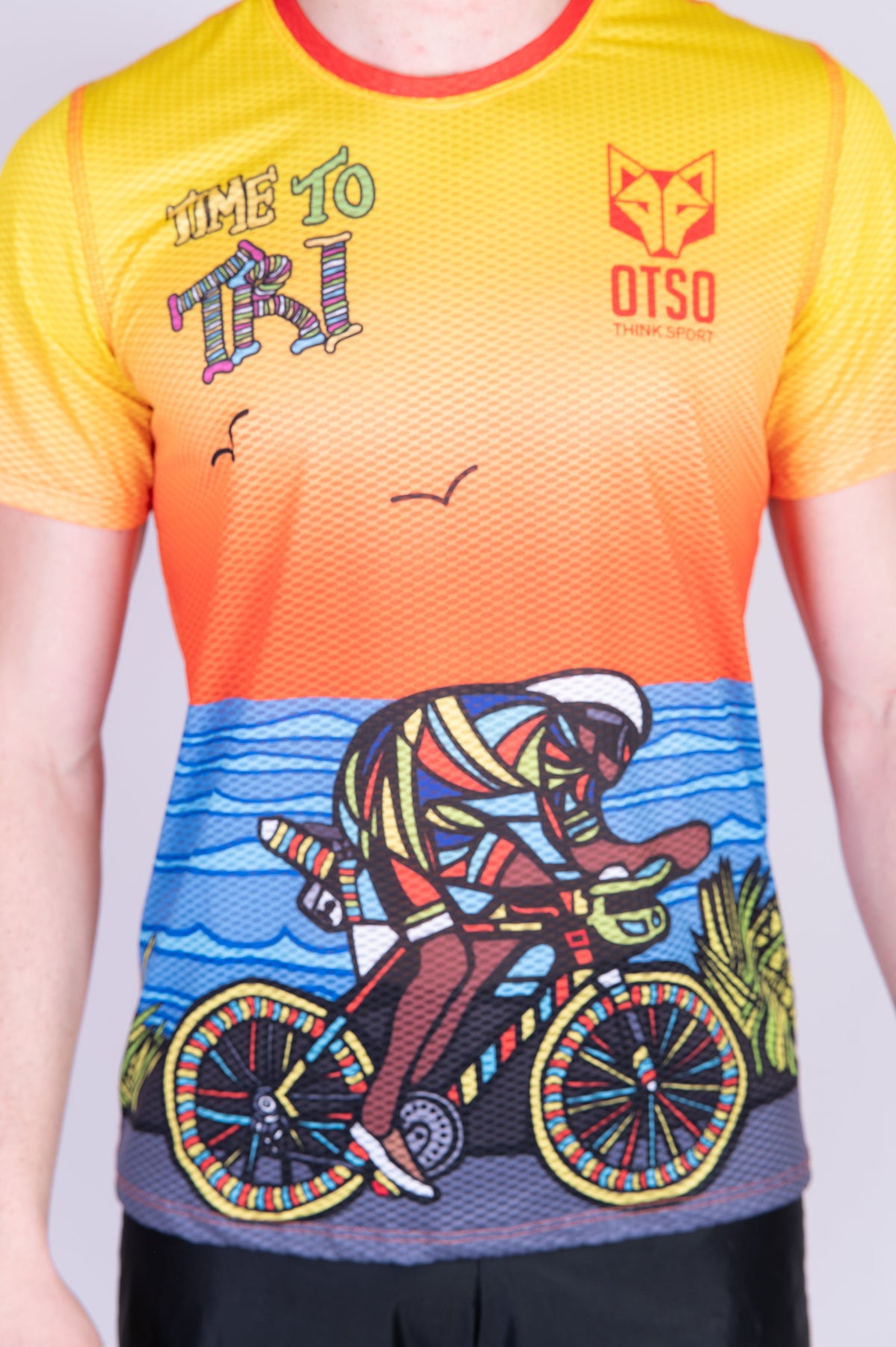 OTSO Herren Kurzarm-Funktionsshirt - Time to Tri Bike – Produktansicht 8