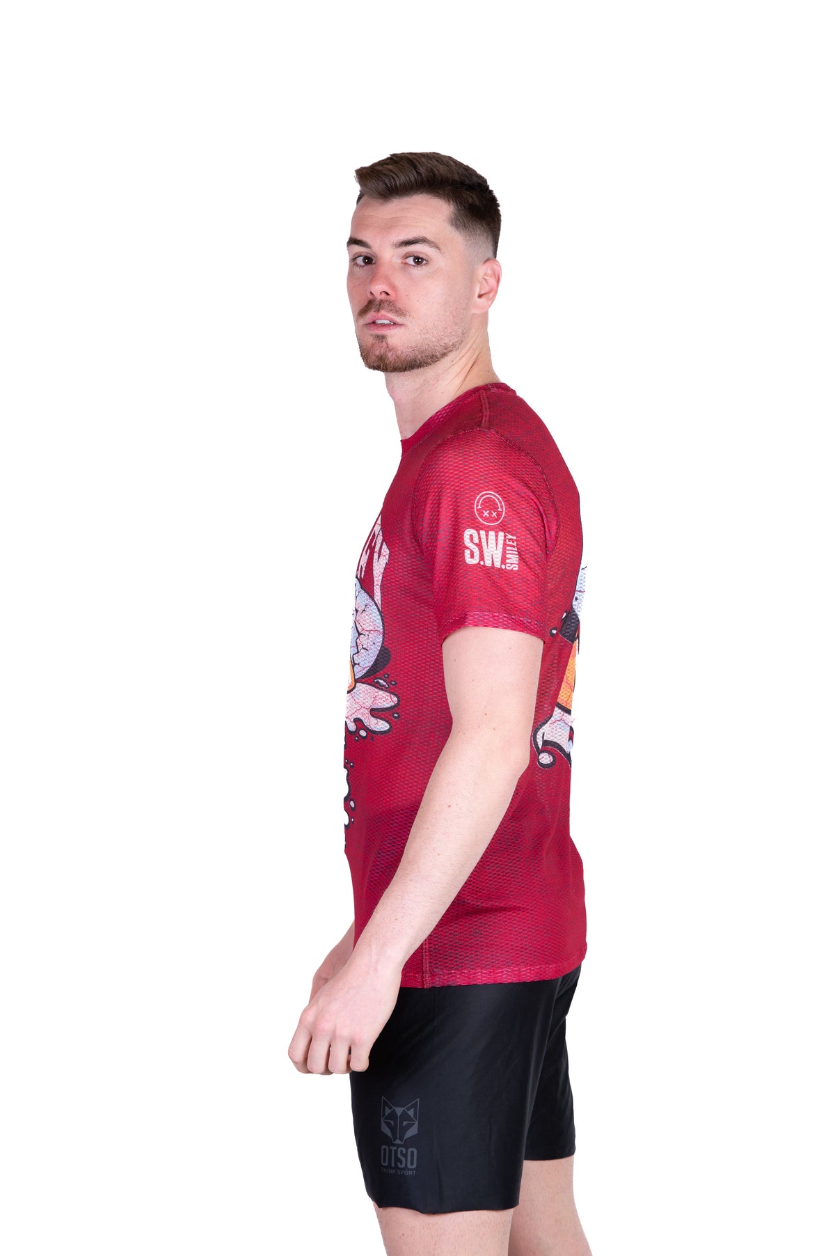 OTSO Herren Kurzarm-Funktionsshirt - S.W.Smiley Concrete Canvas Egg – Produktansicht 6