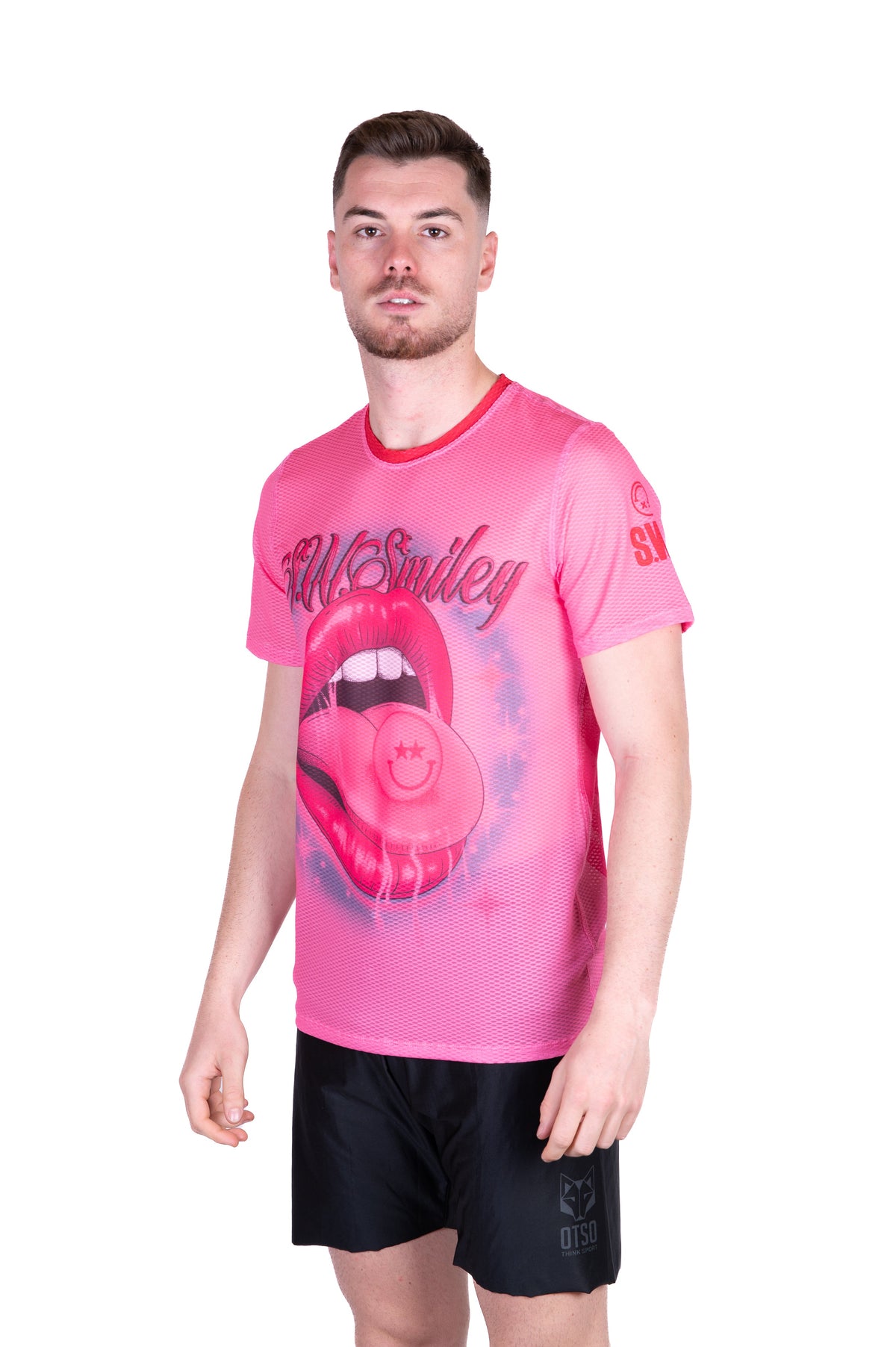 OTSO Herren Kurzarm-Funktionsshirt - S.W.Smiley Hella Good – Produktansicht 4