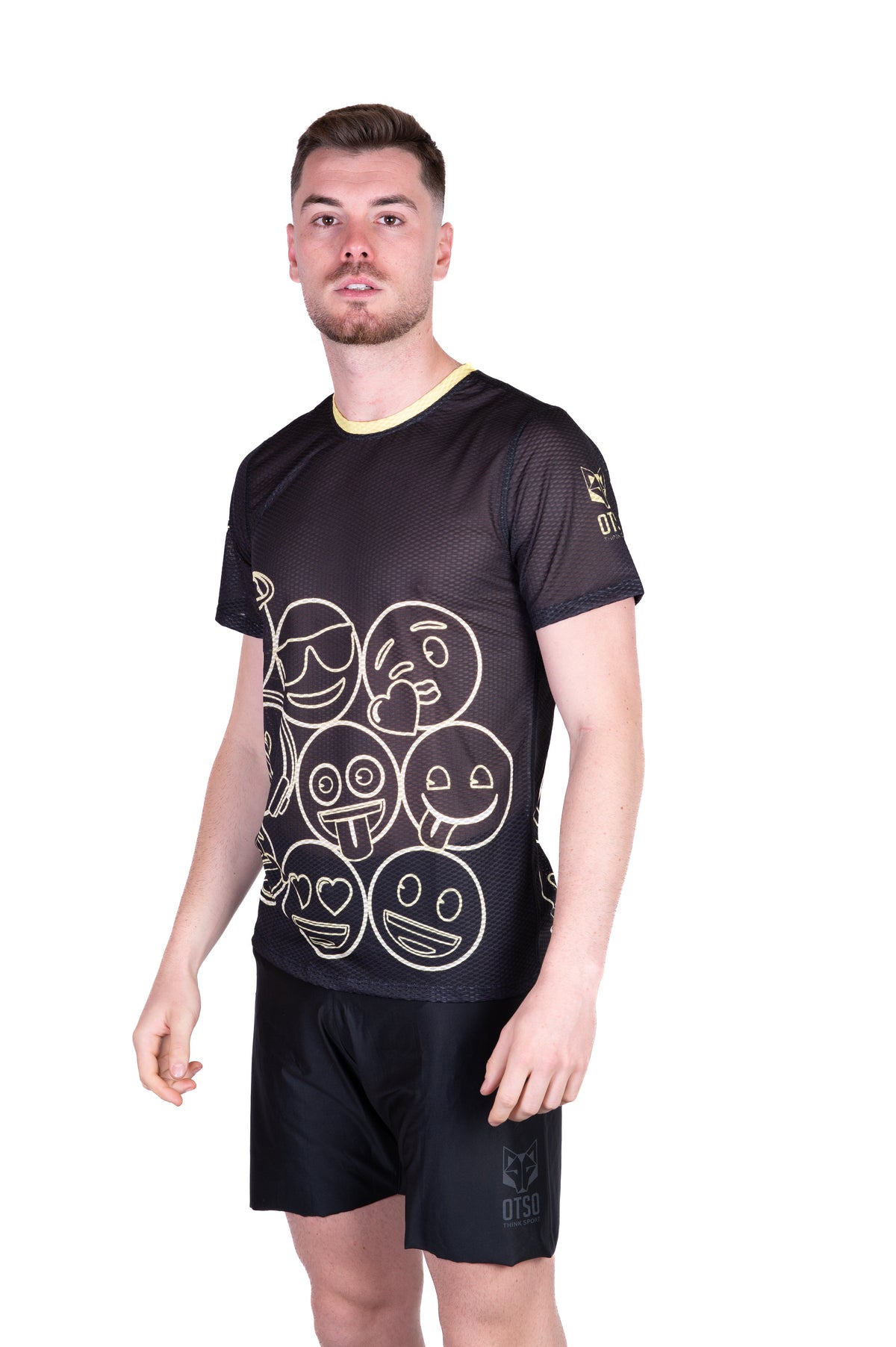 OTSO Herren Kurzarm-Funktionsshirt - Emoji Neon Faces – Produktansicht 4