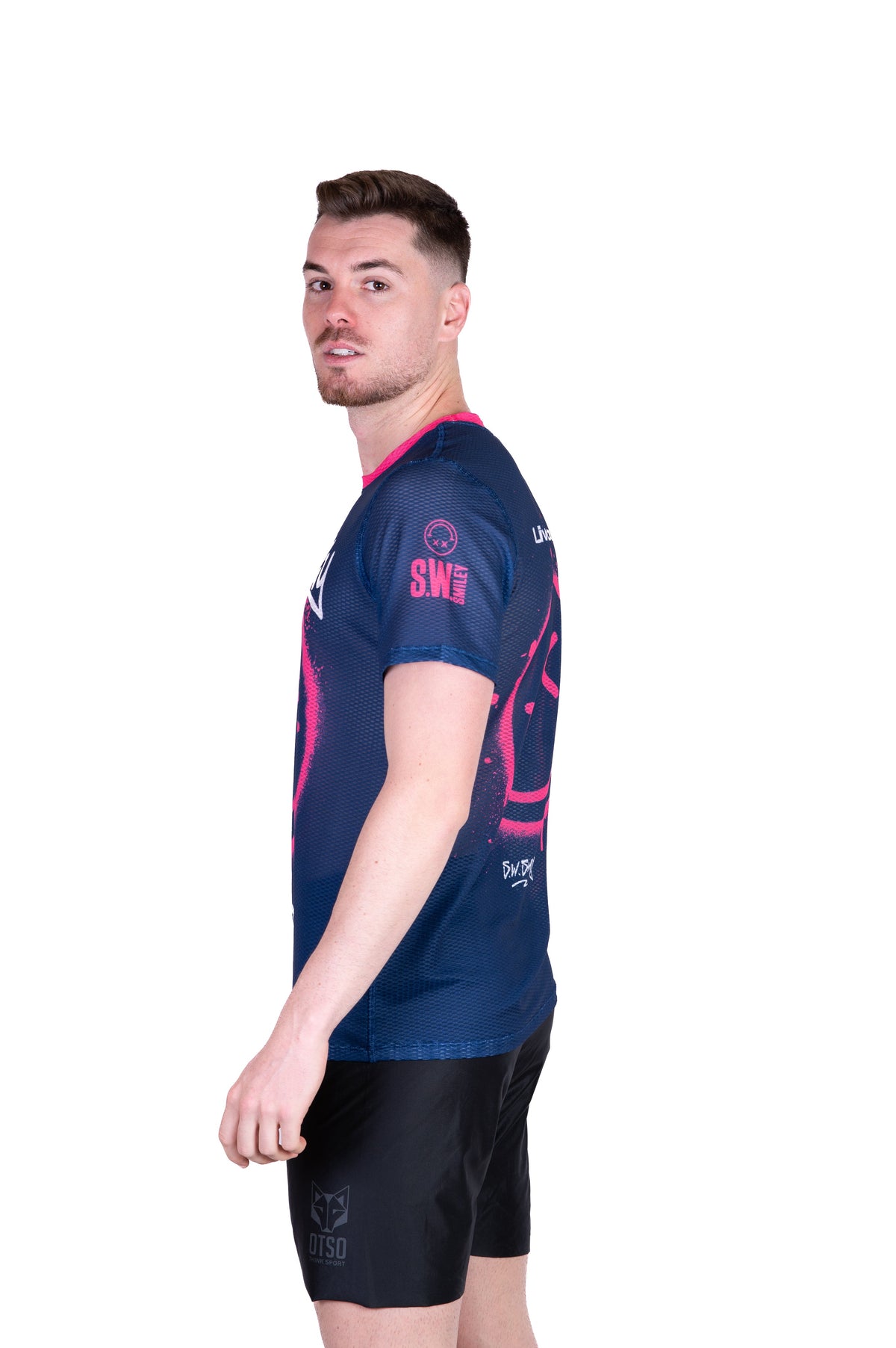 OTSO Herren Kurzarm-Funktionsshirt - S.W.Smiley Graffiti – Produktansicht 6