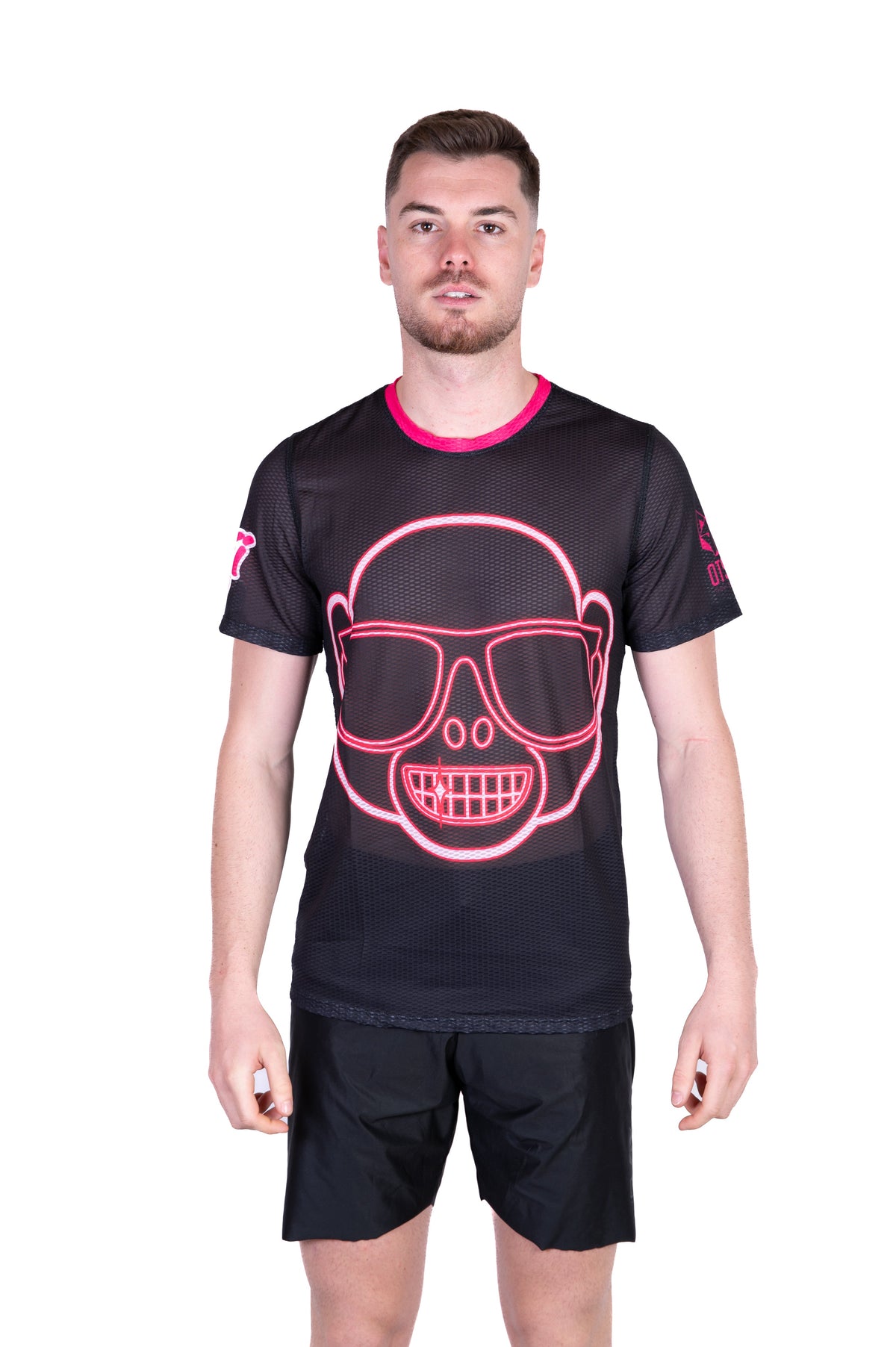 OTSO Herren Kurzarm-Funktionsshirt - Emoji Monkey Neon – Produktansicht 3