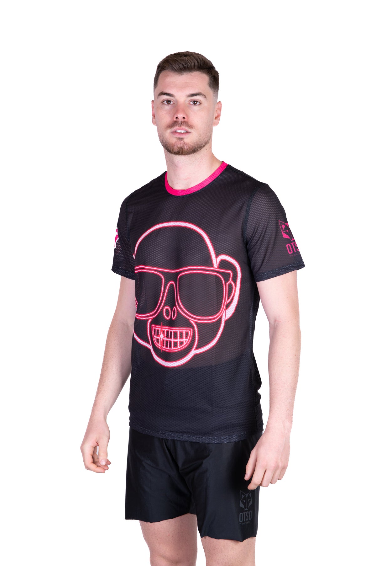 OTSO Herren Kurzarm-Funktionsshirt - Emoji Monkey Neon – Produktansicht 4