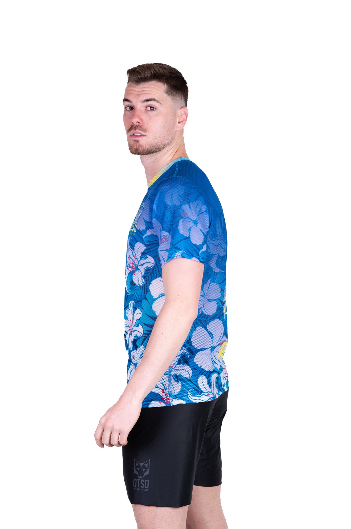 OTSO Herren Kurzarm-Funktionsshirt - Swim Bike Run Flower – Produktansicht 6