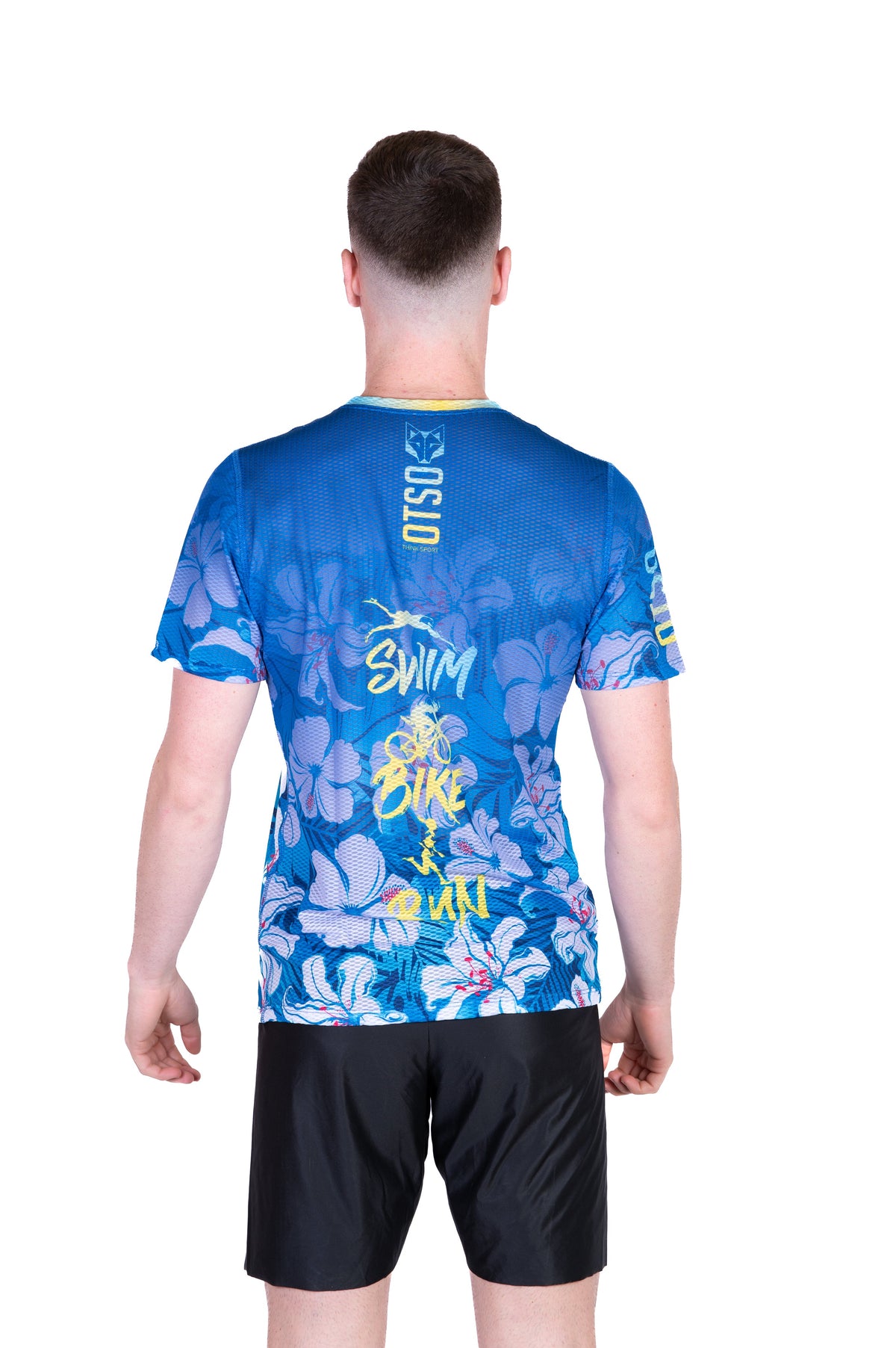 OTSO Herren Kurzarm-Funktionsshirt - Swim Bike Run Flower – Produktansicht 7