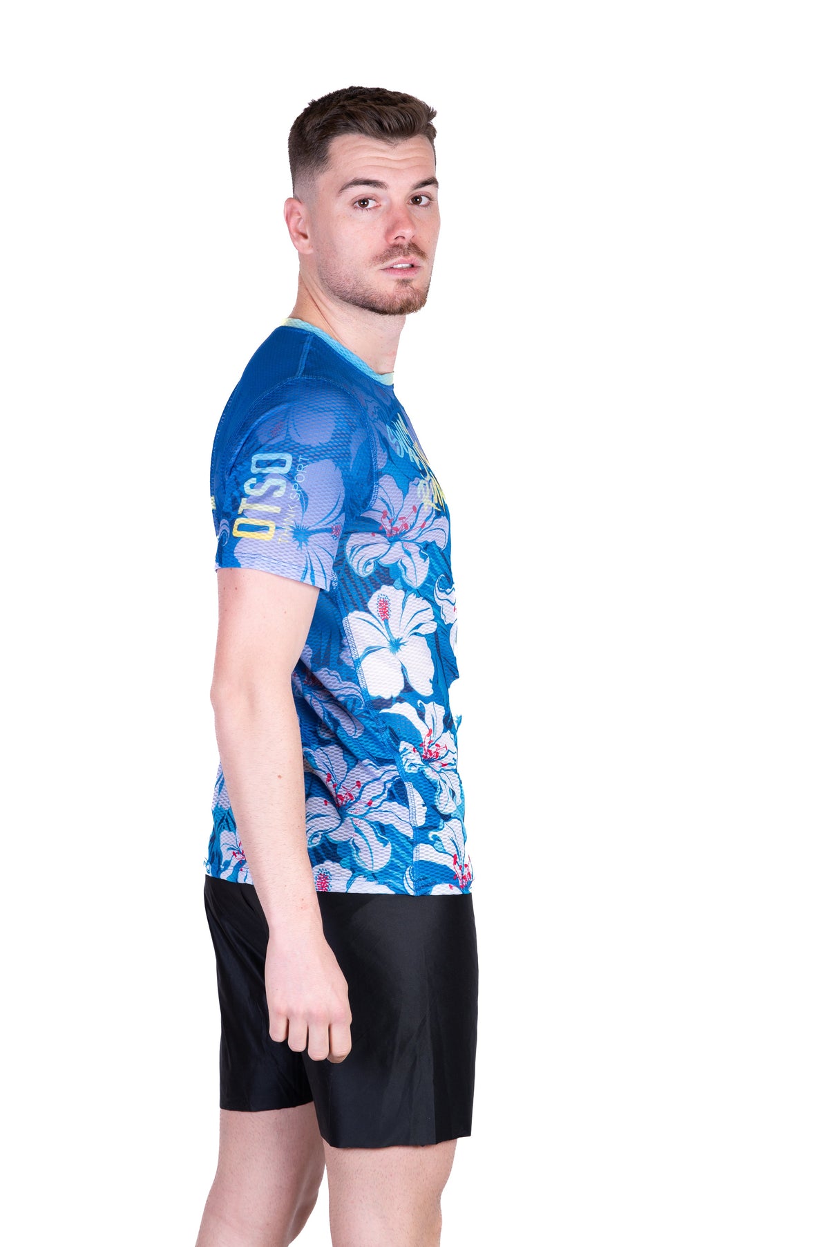 OTSO Herren Kurzarm-Funktionsshirt - Swim Bike Run Flower – Produktansicht 5