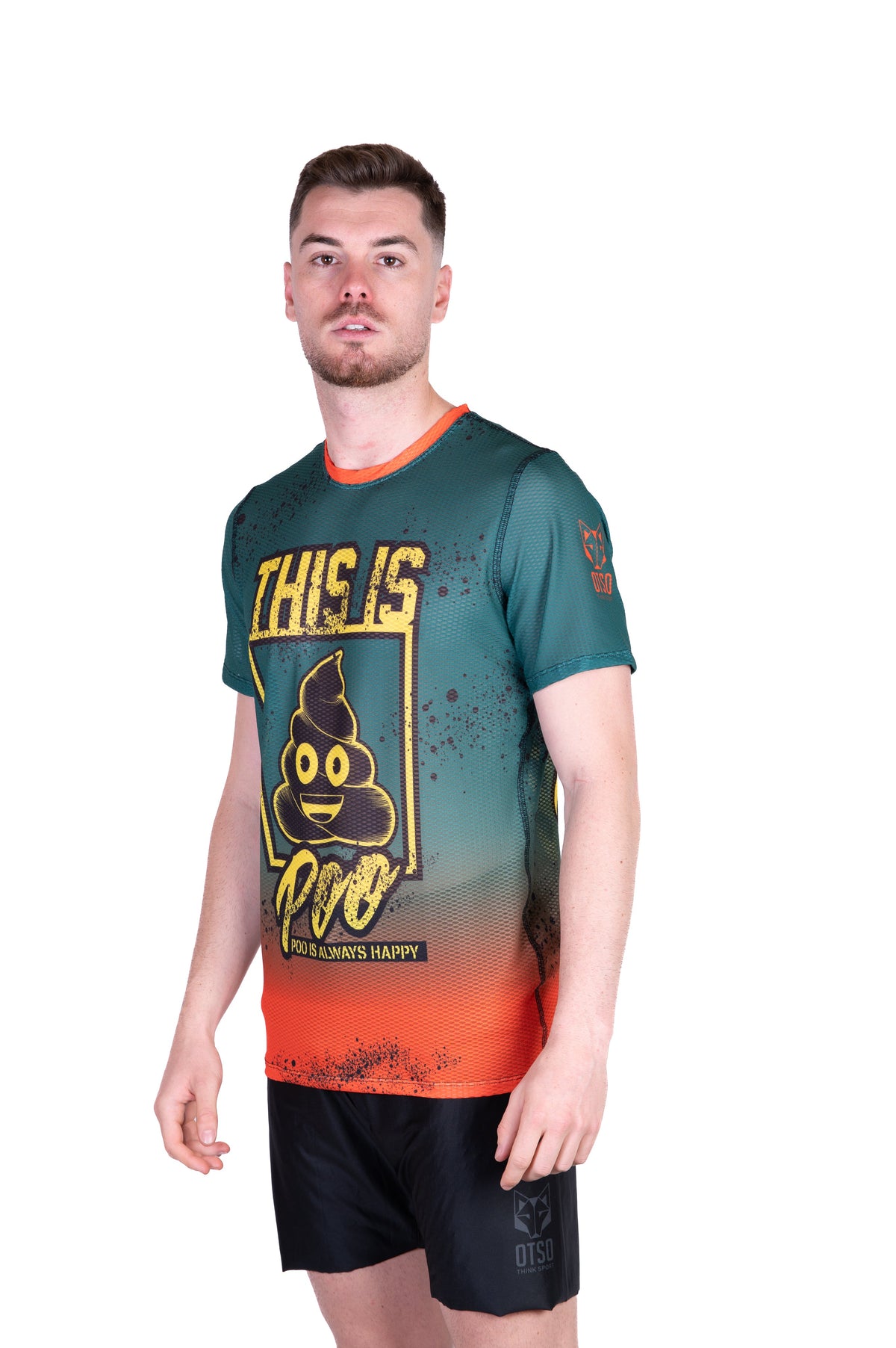 OTSO Herren Kurzarm-Funktionsshirt - Emoji Be like Poo – Produktansicht 4