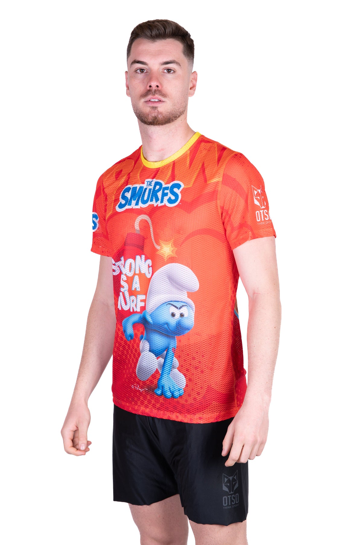OTSO Herren Kurzarm-Funktionsshirt - Strong as a Smurf – Produktansicht 4
