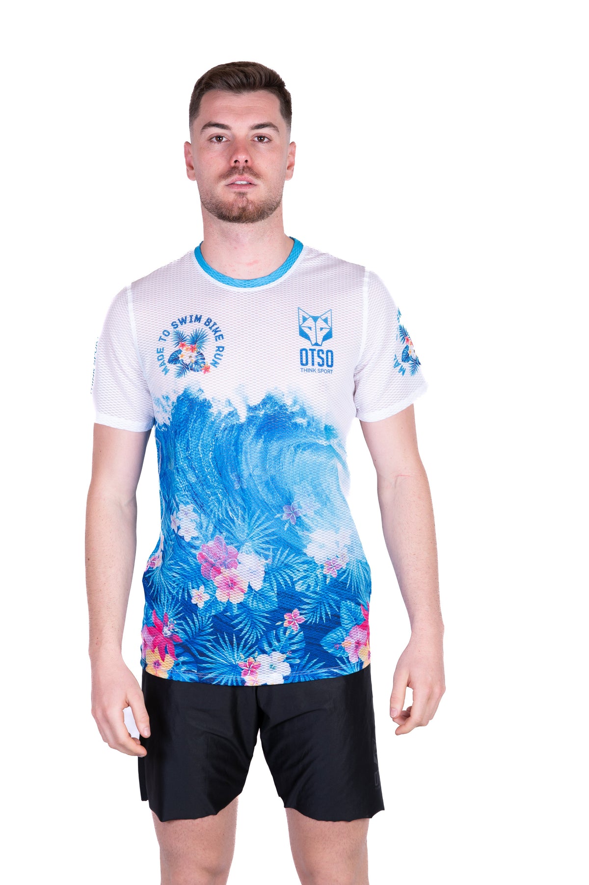 OTSO Herren Kurzarm-Funktionsshirt - Swim Bike Run Wave – Produktansicht 3