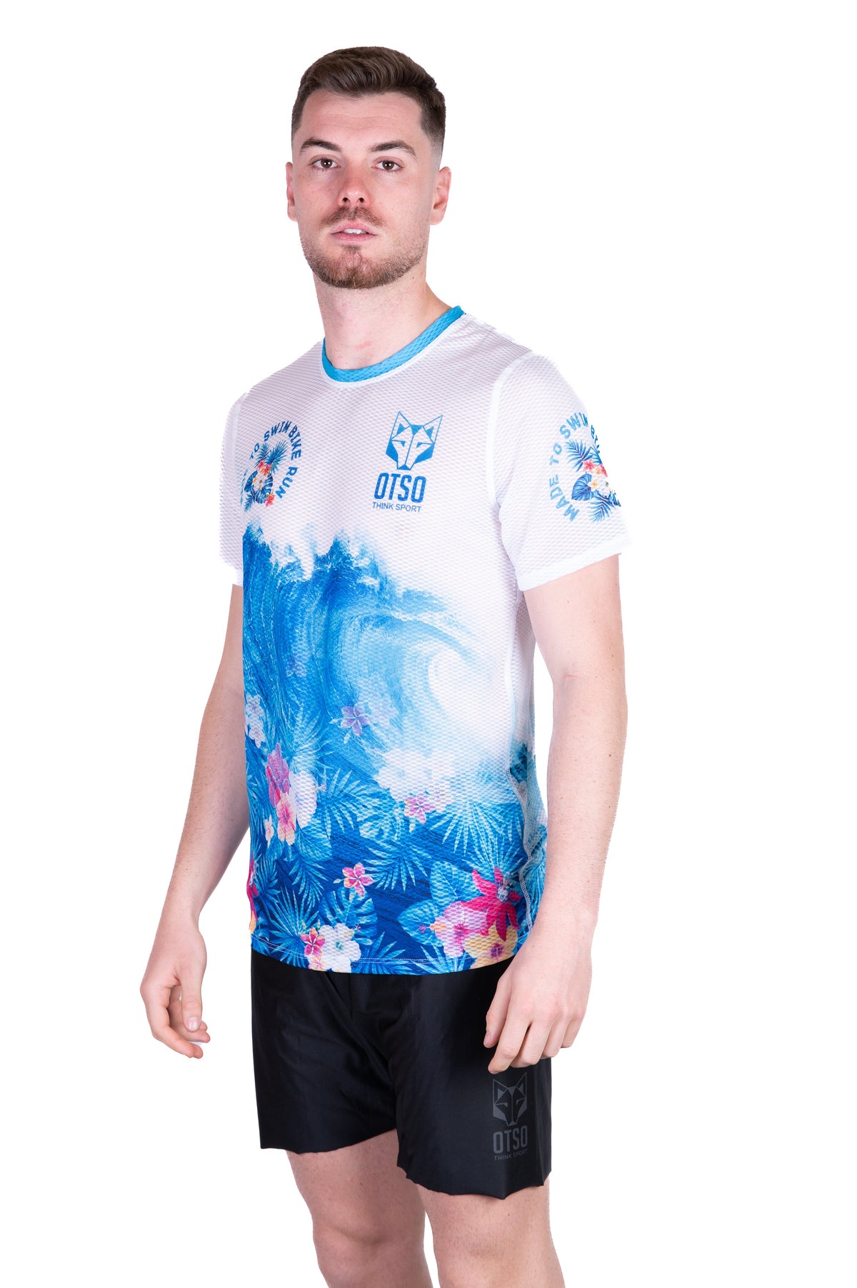 OTSO Herren Kurzarm-Funktionsshirt - Swim Bike Run Wave – Produktansicht 4
