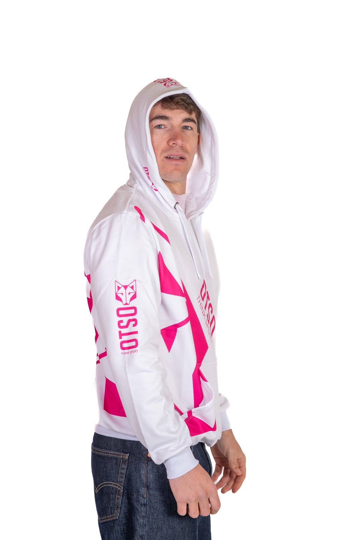 OTSO Hoodie - White & Fluo Pink Otso – Produktansicht 7