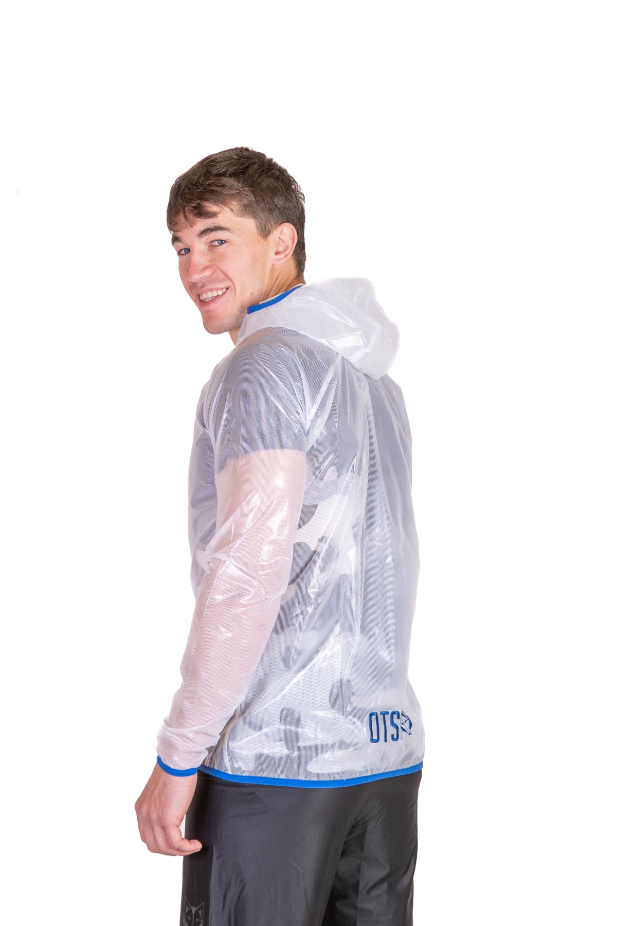 OTSO Wasserdichte Laufjacke - White & Royal Blue – Produktansicht 18