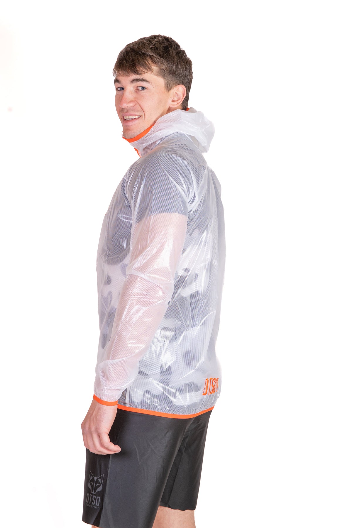 OTSO Wasserdichte Laufjacke - White & Fluo Orange – Produktansicht 8