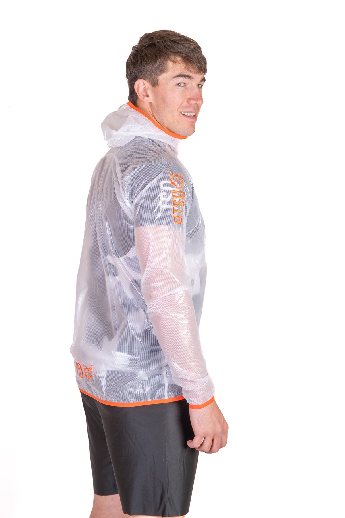 OTSO Wasserdichte Laufjacke - White & Fluo Orange – Produktansicht 7