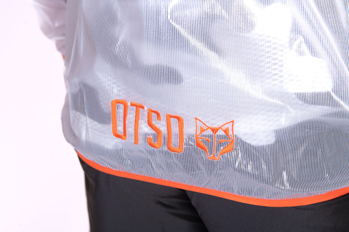OTSO Wasserdichte Laufjacke - White & Fluo Orange – Produktansicht 21