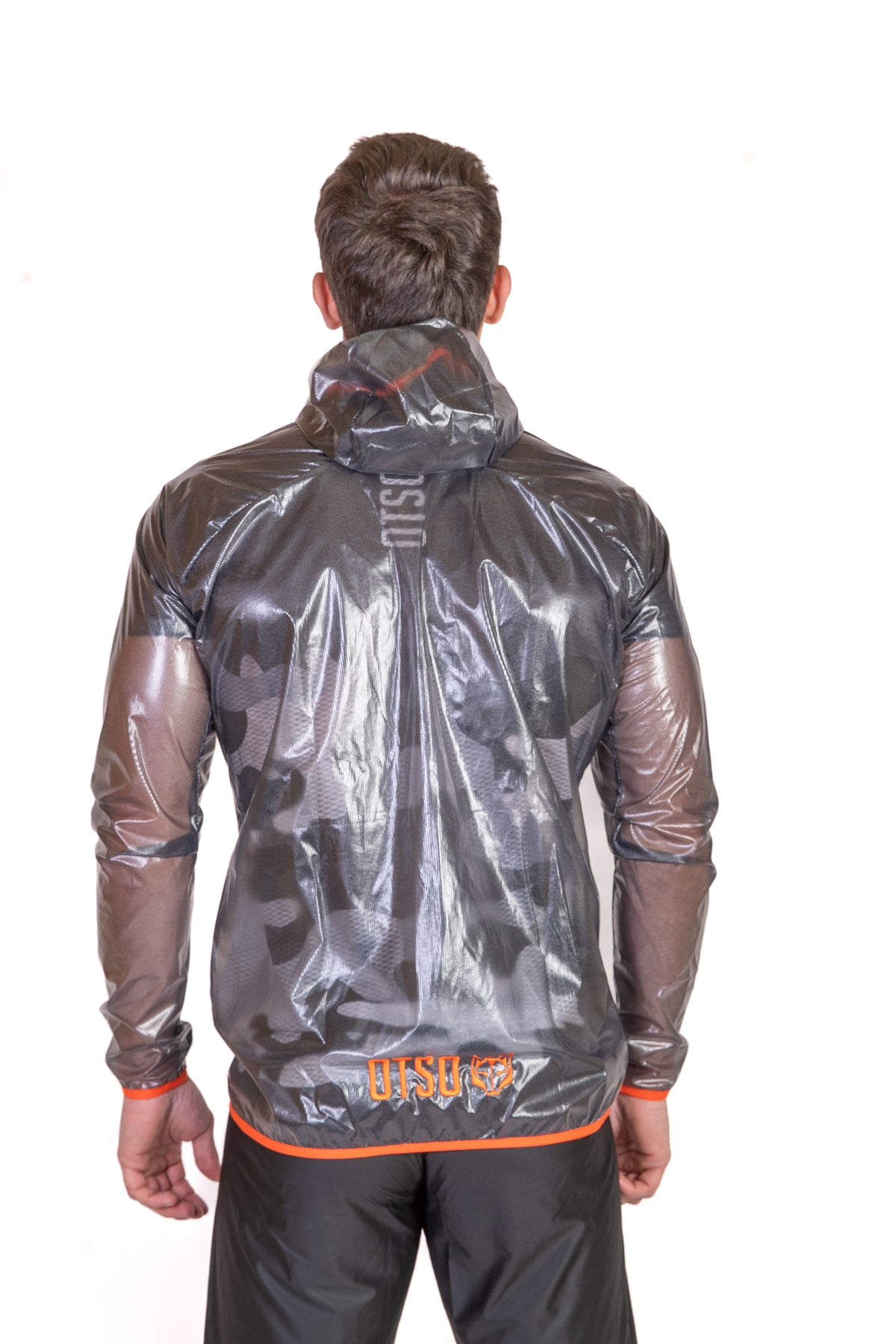 OTSO Wasserdichte Laufjacke - Black & Fluo Orange – Produktansicht 8