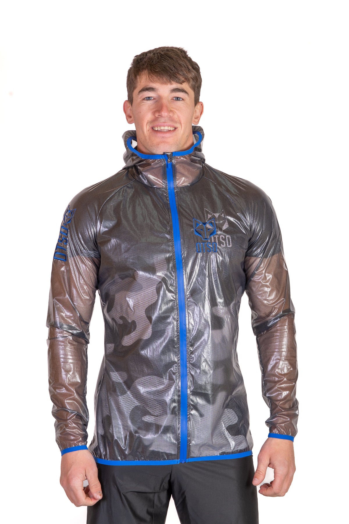 OTSO Wasserdichte Laufjacke - Black & Royal Blue – Produktansicht 4