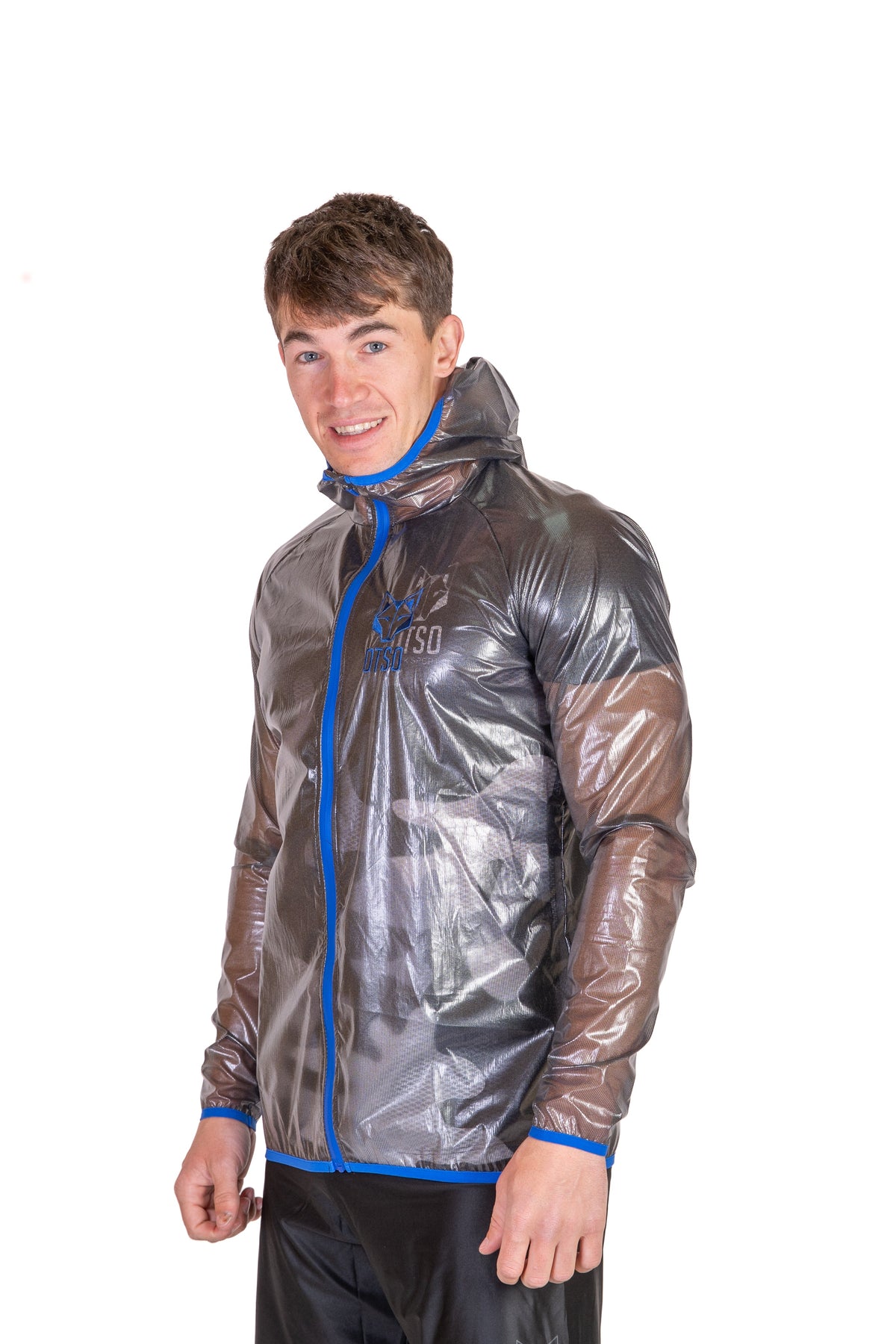 OTSO Wasserdichte Laufjacke - Black & Royal Blue – Produktansicht 5