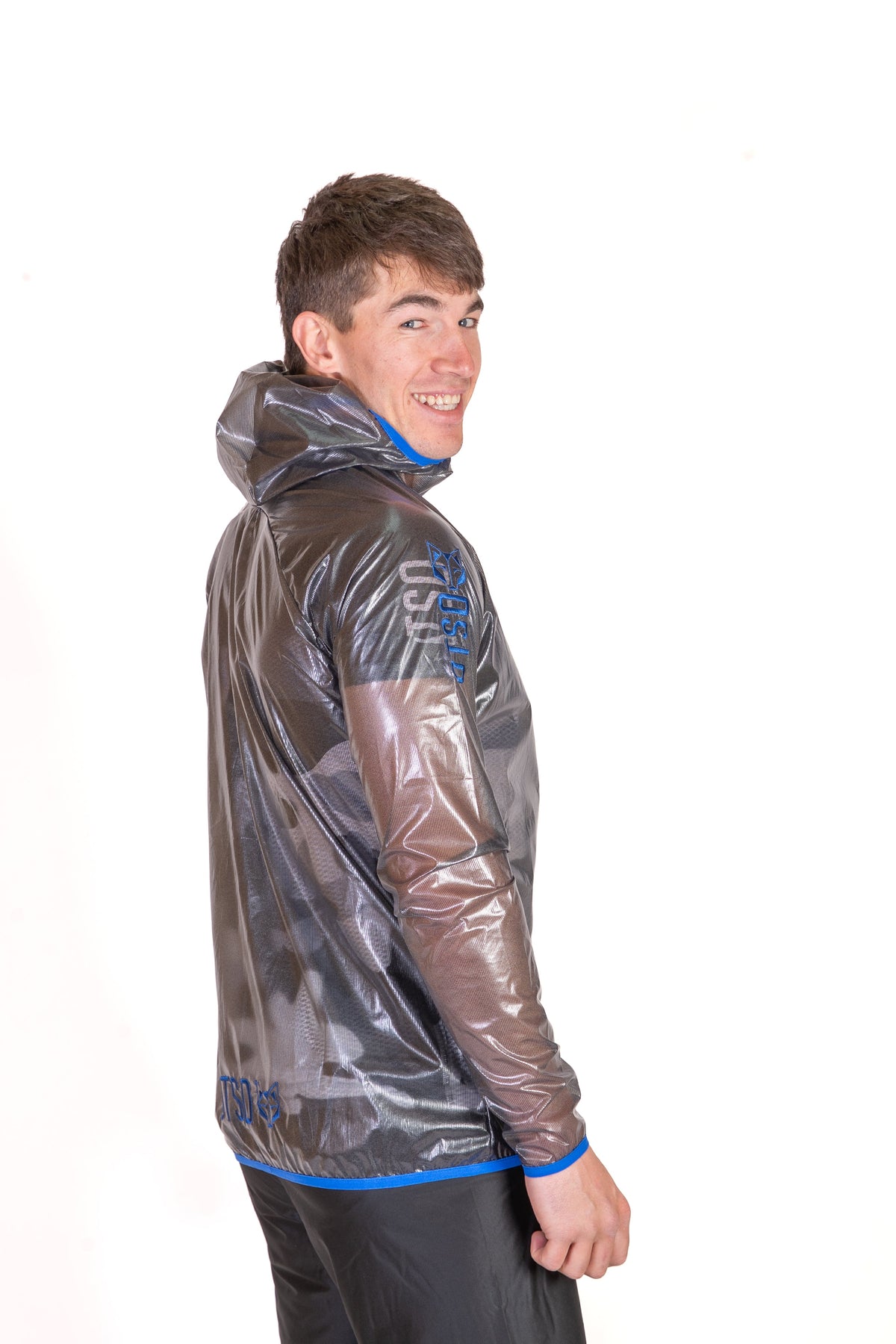 OTSO Wasserdichte Laufjacke - Black & Royal Blue – Produktansicht 6