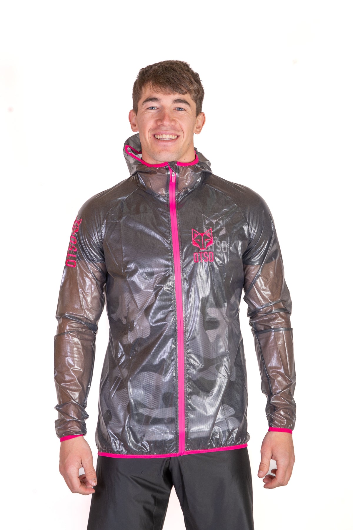OTSO Wasserdichte Laufjacke - Black & Fluo Pink – Produktansicht 14