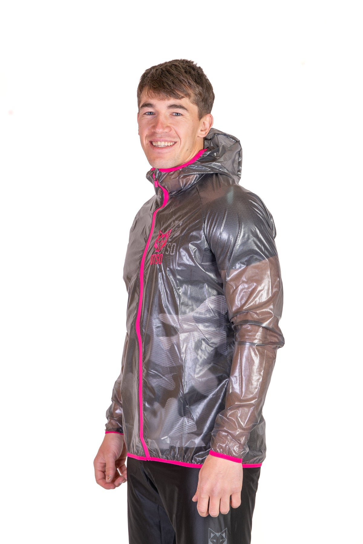 OTSO Wasserdichte Laufjacke - Black & Fluo Pink – Produktansicht 15