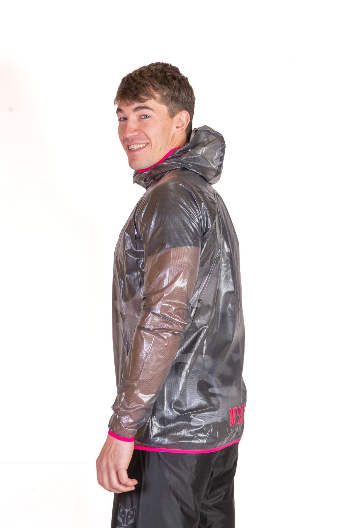 OTSO Wasserdichte Laufjacke - Black & Fluo Pink – Produktansicht 17