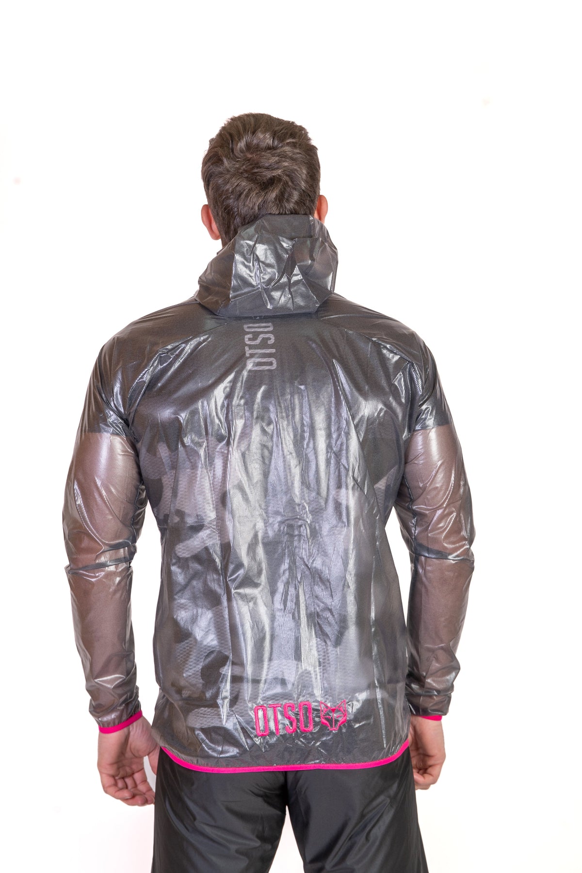 OTSO Wasserdichte Laufjacke - Black & Fluo Pink – Produktansicht 18