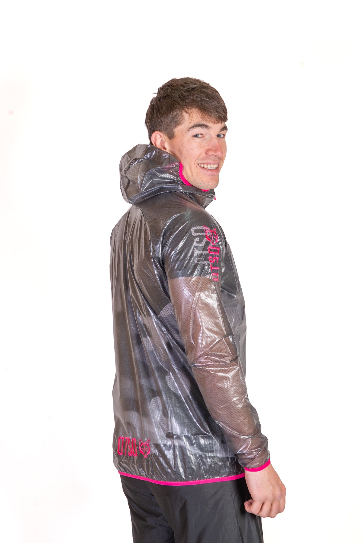 OTSO Wasserdichte Laufjacke - Black & Fluo Pink – Produktansicht 16