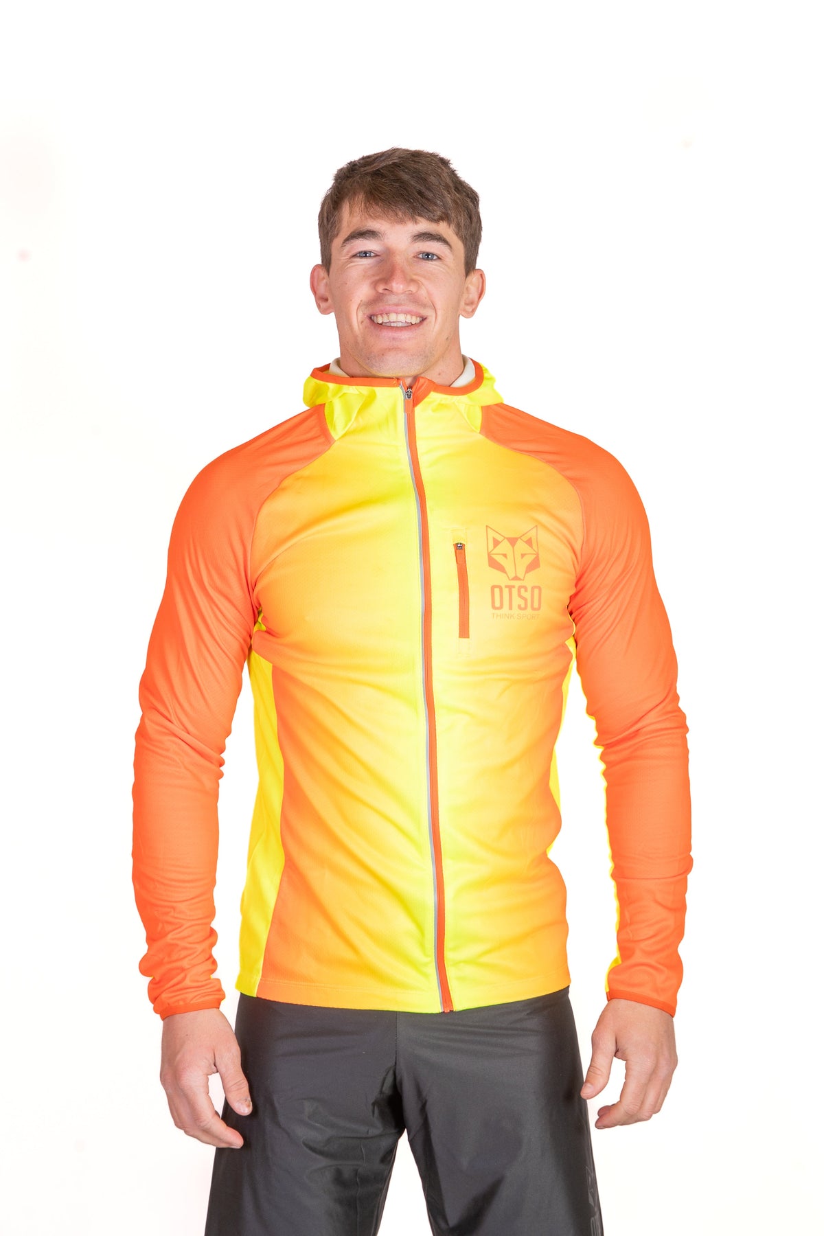 OTSO Unisex Sport-Hoodie - Fluo Orange & Fluo Yellow – Produktansicht 4