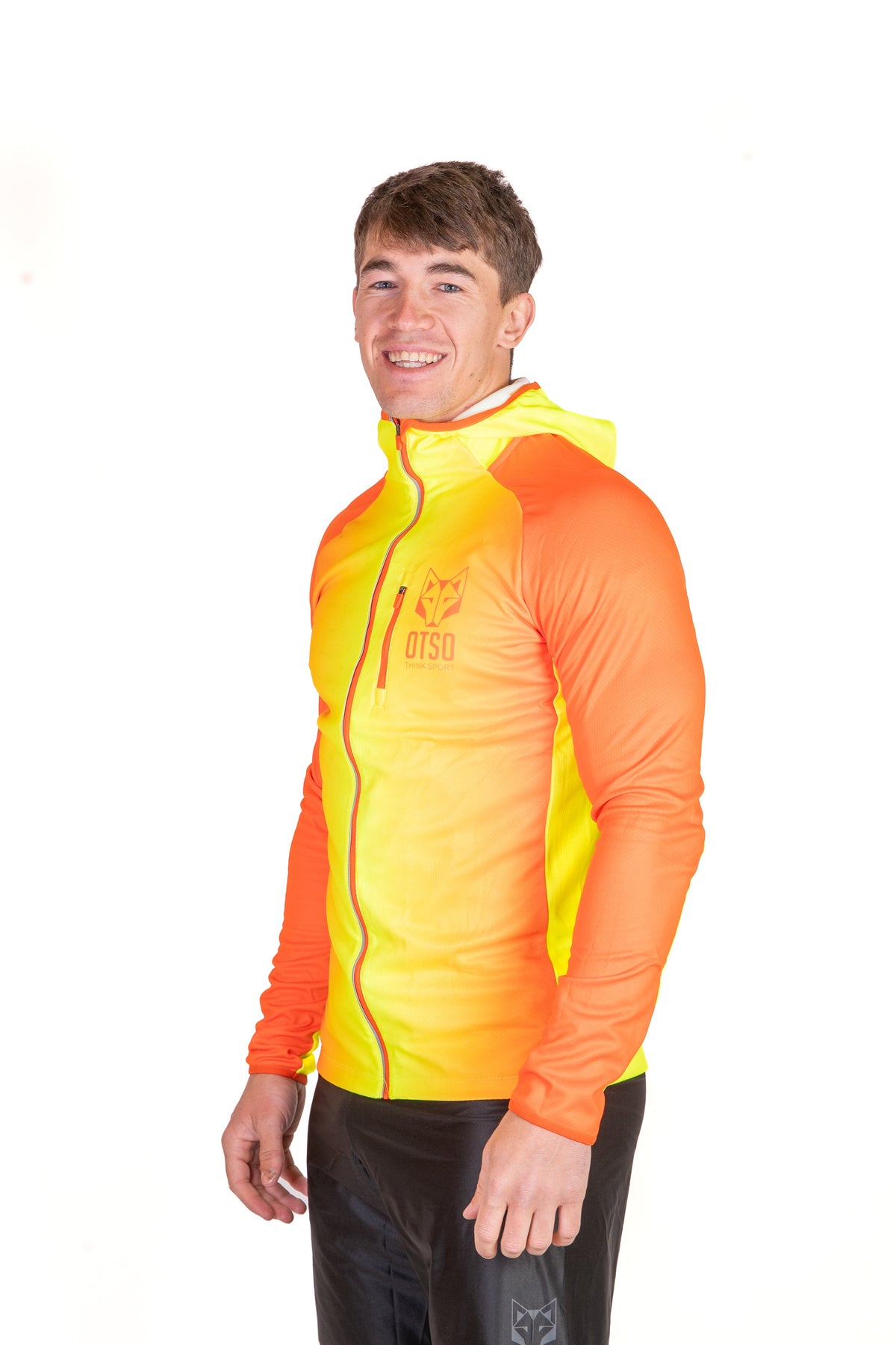OTSO Unisex Sport-Hoodie - Fluo Orange & Fluo Yellow – Produktansicht 5