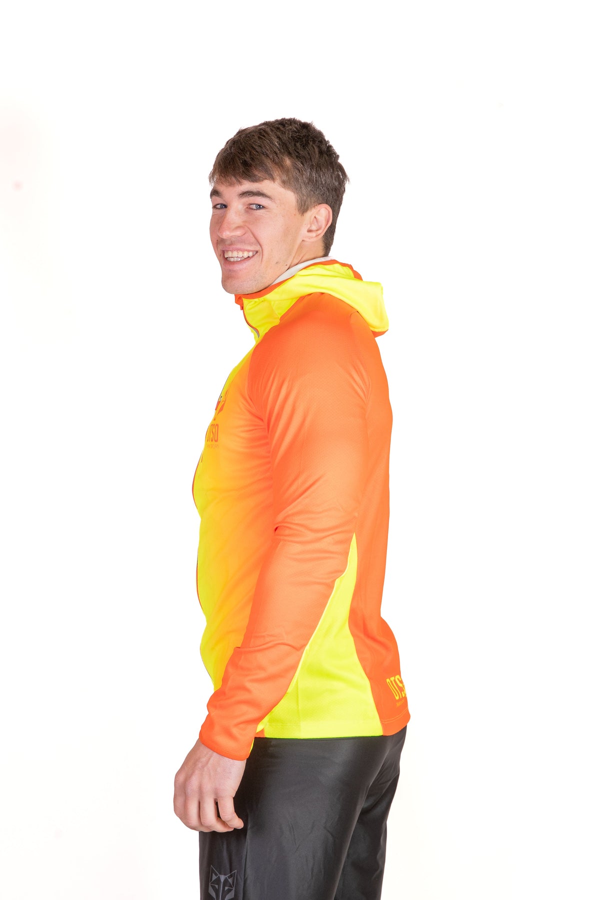 OTSO Unisex Sport-Hoodie - Fluo Orange & Fluo Yellow – Produktansicht 7