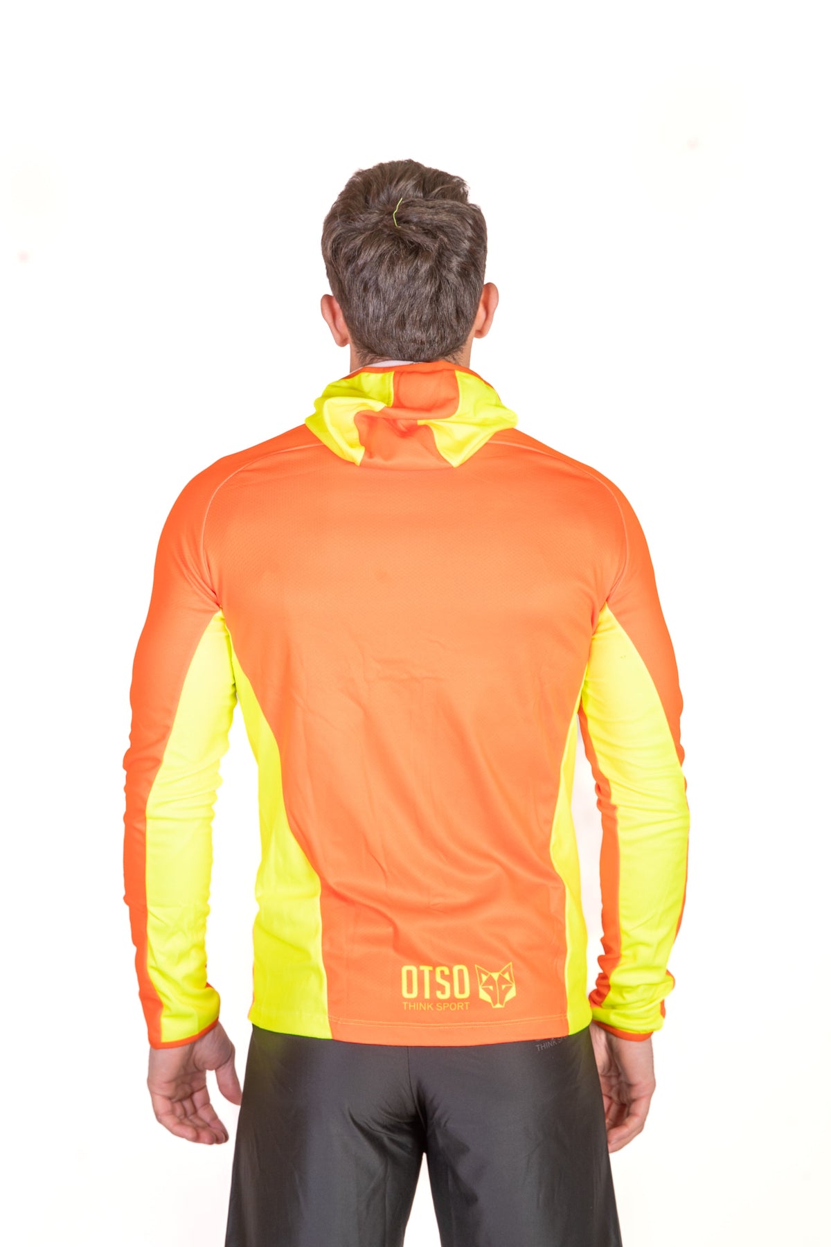 OTSO Unisex Sport-Hoodie - Fluo Orange & Fluo Yellow – Produktansicht 8