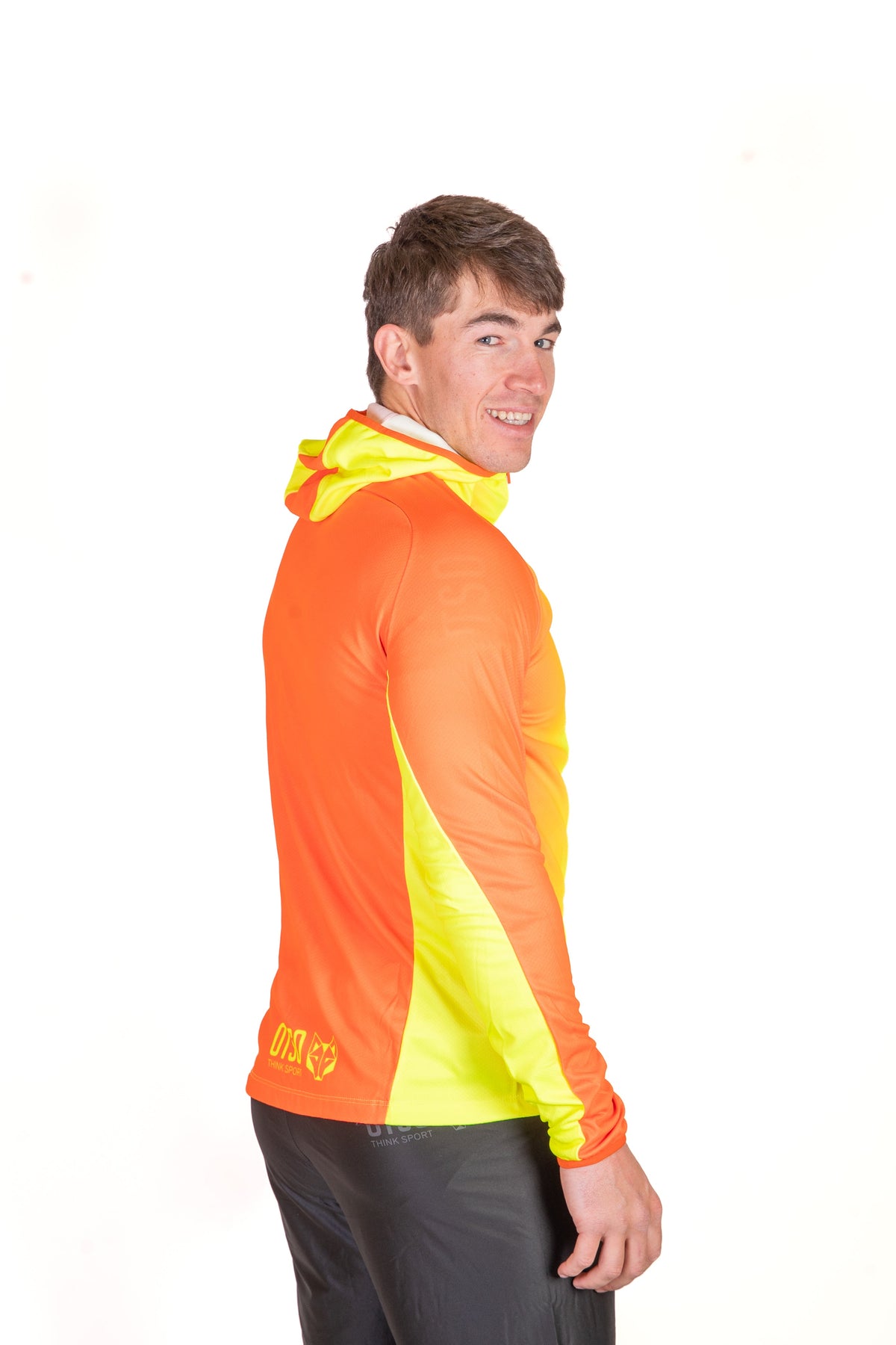 OTSO Unisex Sport-Hoodie - Fluo Orange & Fluo Yellow – Produktansicht 6