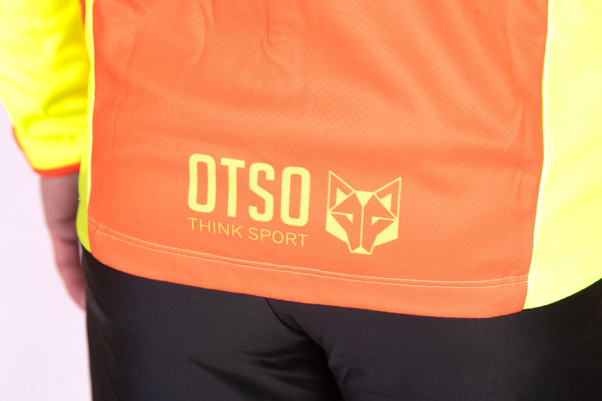 OTSO Unisex Sport-Hoodie - Fluo Orange & Fluo Yellow – Produktansicht 10