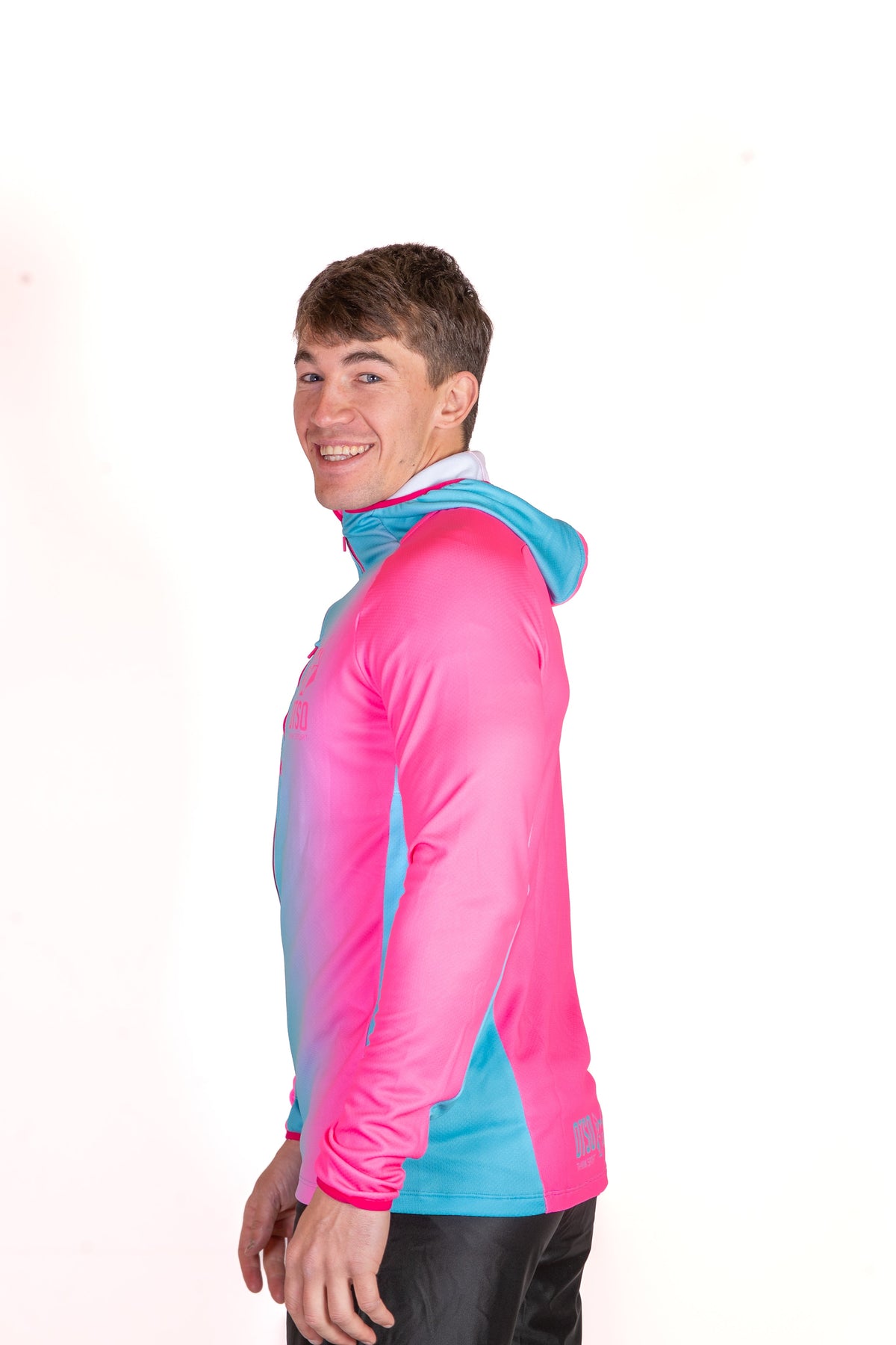 OTSO Unisex Sport-Hoodie - Fluo Pink & Light Blue – Produktansicht 15