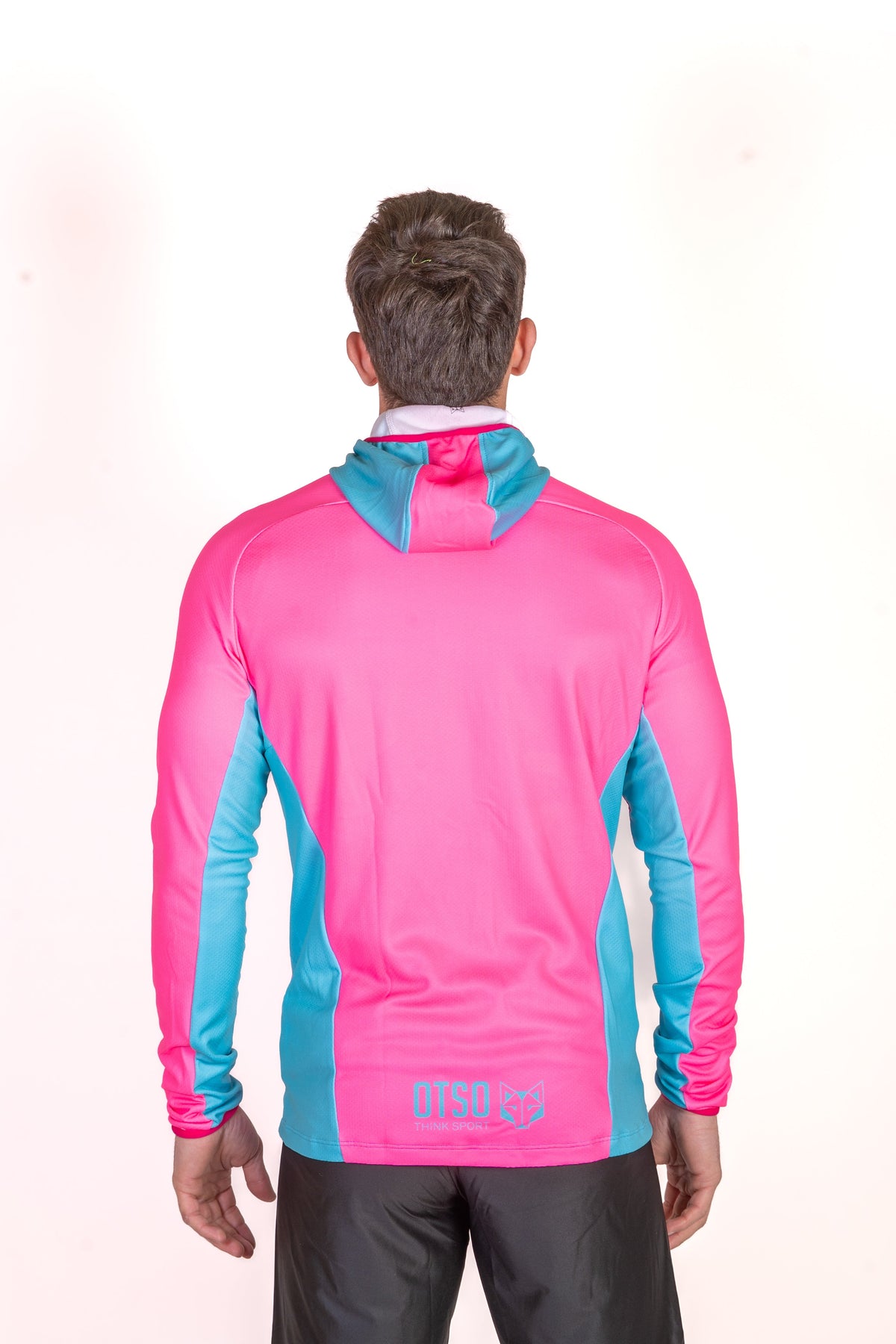 OTSO Unisex Sport-Hoodie - Fluo Pink & Light Blue – Produktansicht 16