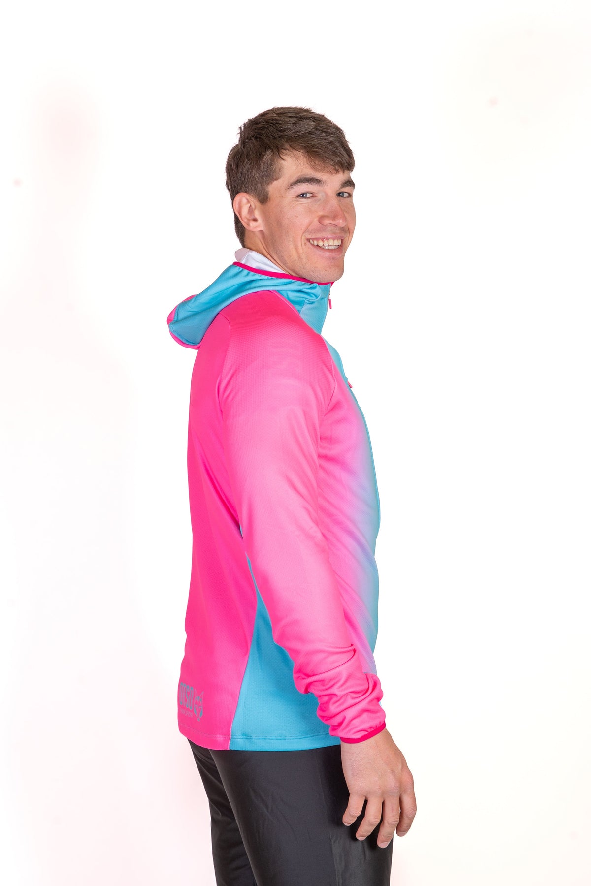 OTSO Unisex Sport-Hoodie - Fluo Pink & Light Blue – Produktansicht 14