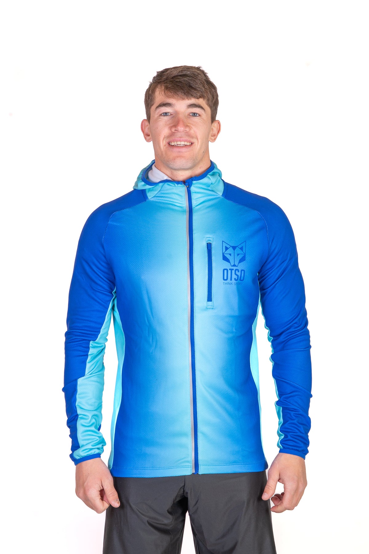 OTSO Unisex Sport-Hoodie - Electric Blue & Light Blue – Produktansicht 4