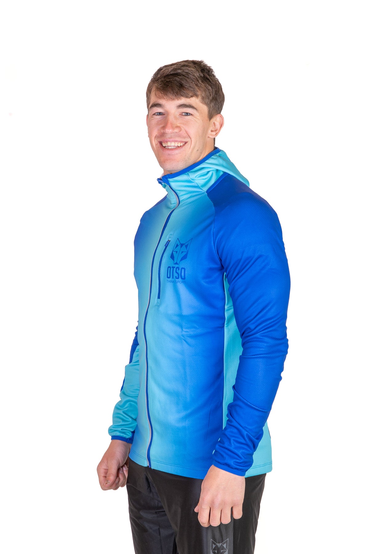 OTSO Unisex Sport-Hoodie - Electric Blue & Light Blue – Produktansicht 5