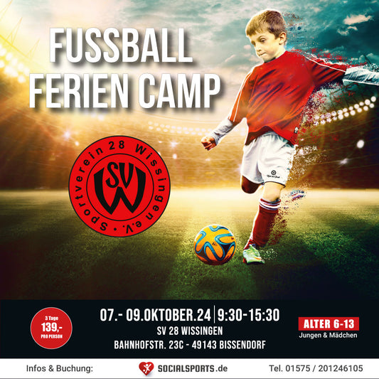 07.-09.10.24 - 3 Tage Ferien Fussball-Camp - SV 28 Wissingen